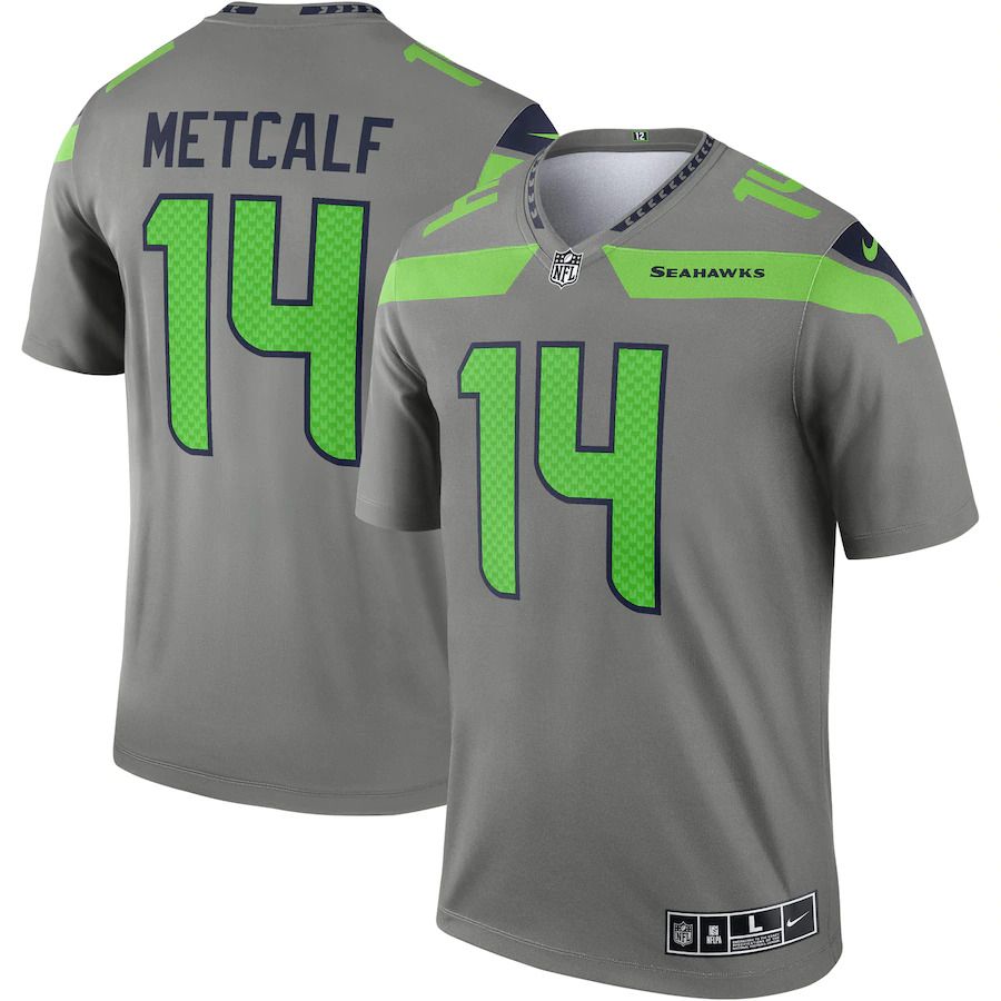 Men Seattle Seahawks 14 DK Metcalf Nike Steel Inverted Legend NFL Jersey